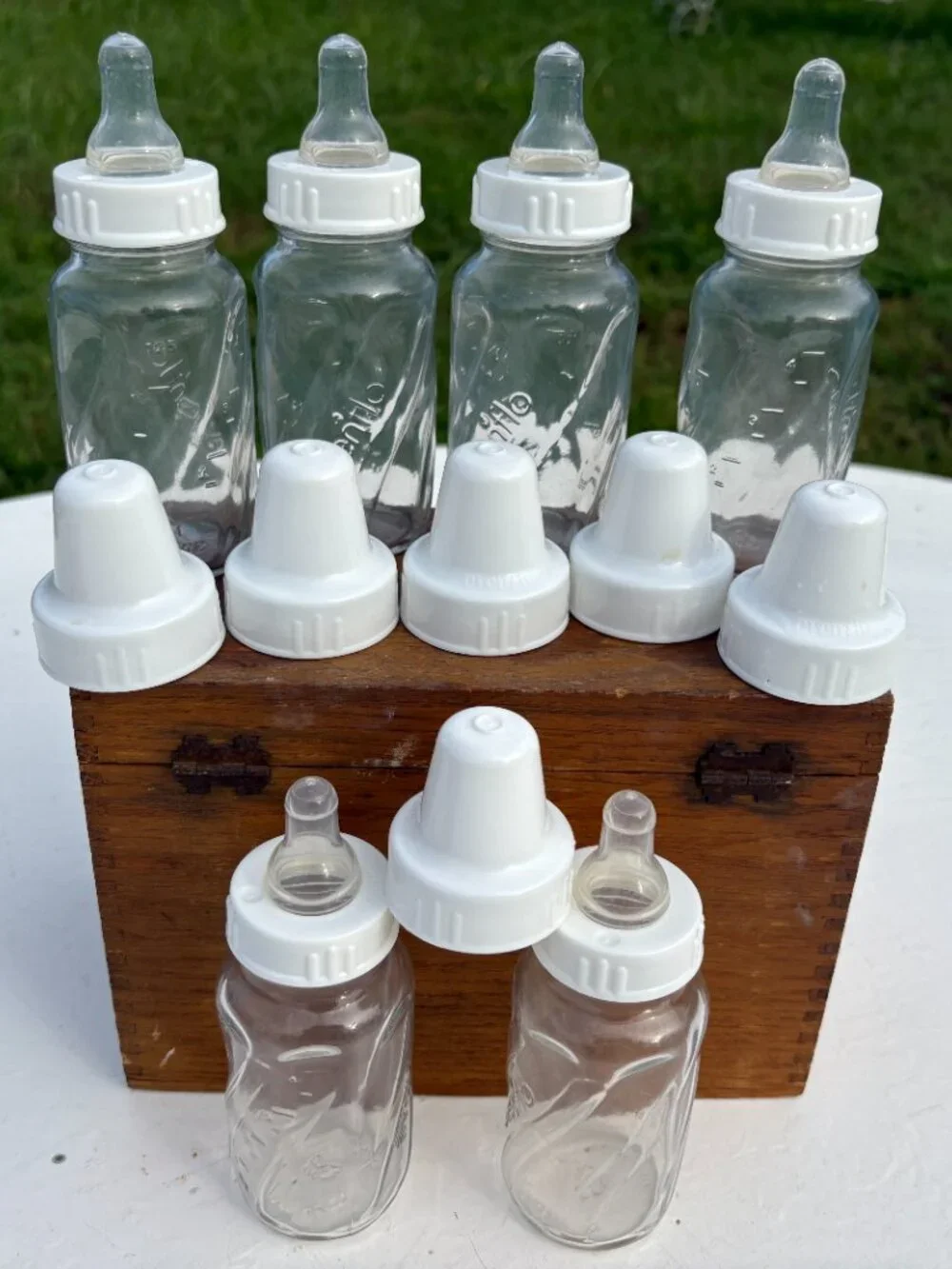 Vintage Evenflo Classic 4 oz Glass Baby Bottles - Twist Swirl Design, Set of 6 w